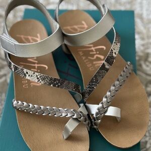 Blowfish Silver and Snake Pattern Sandals